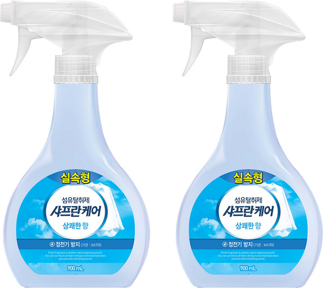 샤프란 케어 섬유탈취제 상쾌한향 본품, 900ml, 2개
