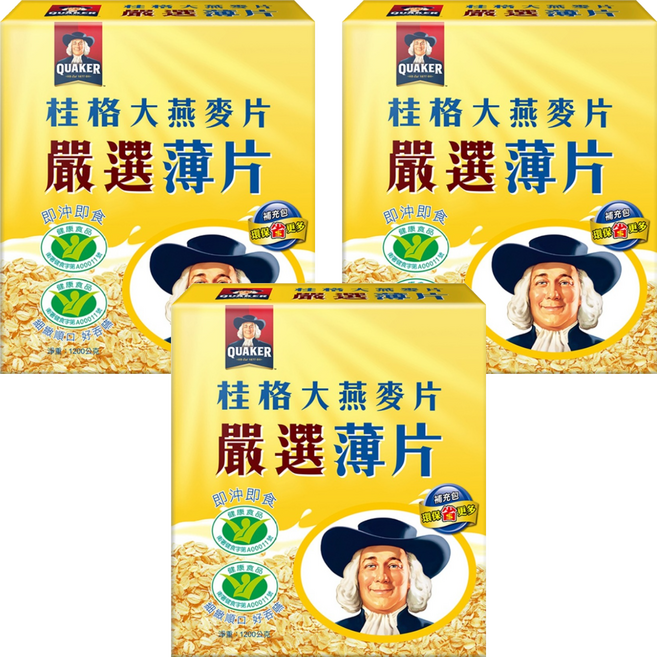QUAKER 桂格 即沖即食大燕麥片 薄片, 1.2kg, 3盒