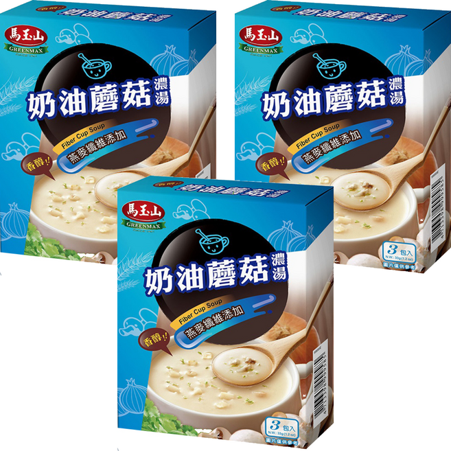 馬玉山 奶油蘑菇濃湯 3包, 33g, 3盒