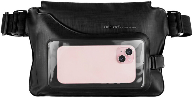 아라리 이중잠금 워터싹 휴대폰 방수팩 크로스백, 블랙, 1개