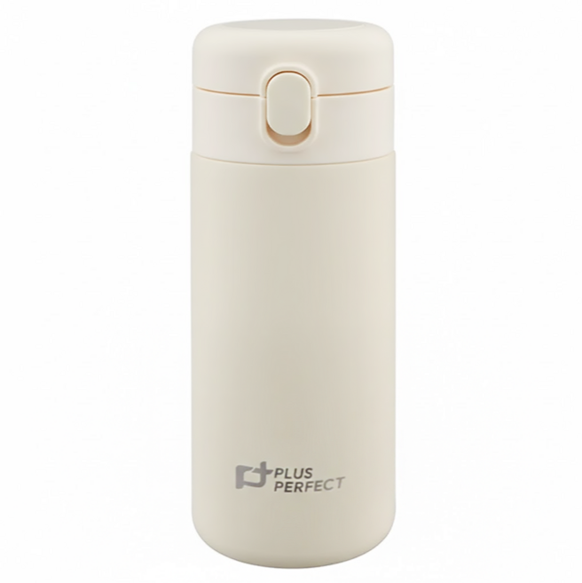 PLUS PERFECT 理想 晶鑽316陶瓷彈蓋保溫杯, 米白色, 350ml, 1個