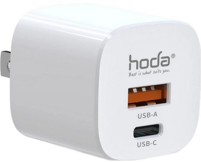HODA 好貼 GaN氮化鎵33W智慧方型雙孔電源供應器 TC-07, 白色, 1個