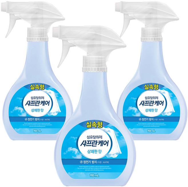샤프란 케어 섬유탈취제 상쾌한향 본품, 900ml, 3개