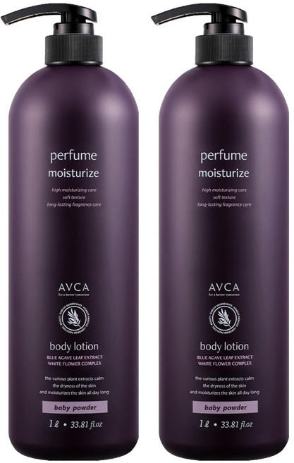 아브카 퍼퓸 대용량 바디로션 베이비파우더향, 1L, 2개