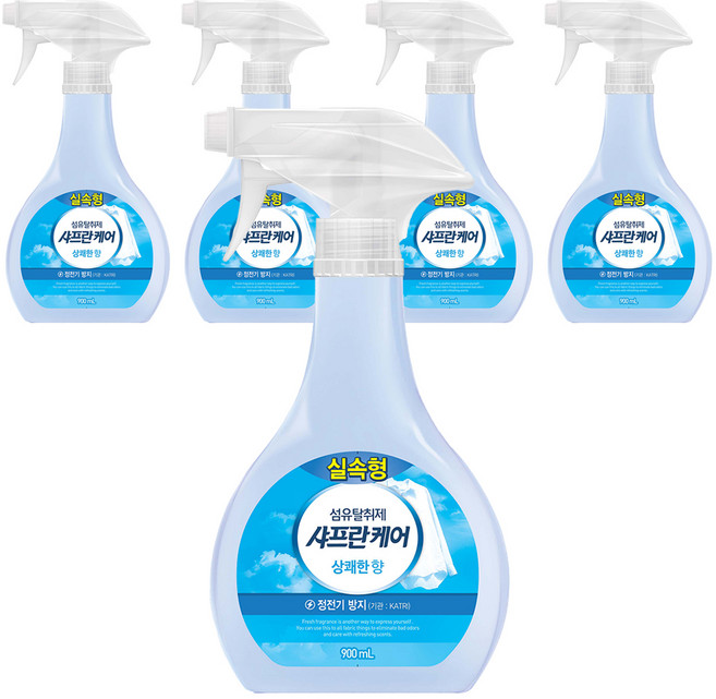 샤프란 케어 실속형 섬유탈취제 상쾌한향, 900ml, 5개
