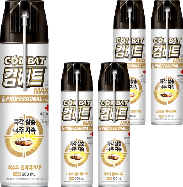 컴배트 프로페셔널 맥스 바퀴용 살충제, 500ml, 5개