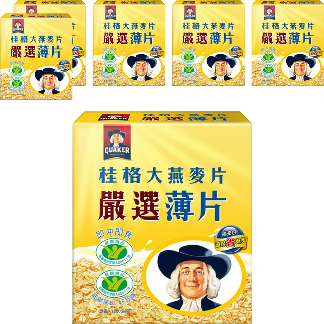 QUAKER 桂格 即沖即食大燕麥片嚴選薄片, 1.2kg, 6盒