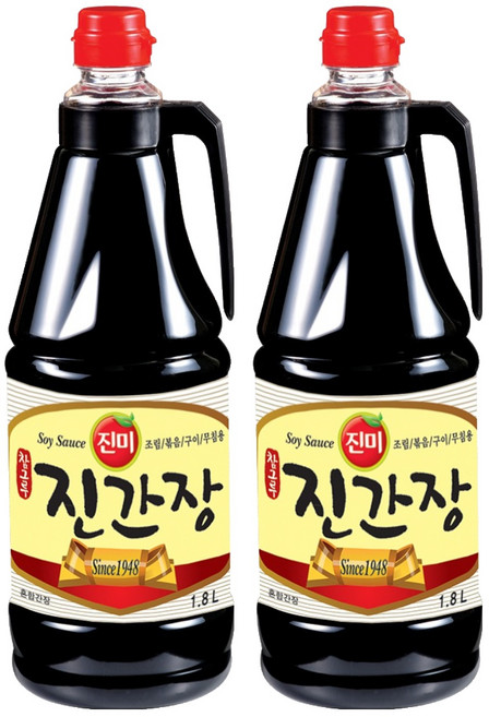 진미 참그루 진간장, 2개, 1.8L