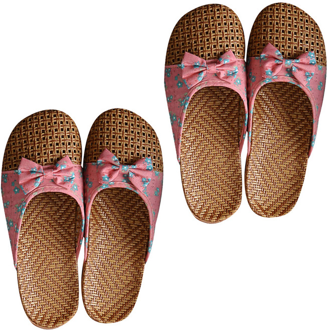 앤티스 썸머 라탄 논슬립 여성 거실화, 진핑크, 2개