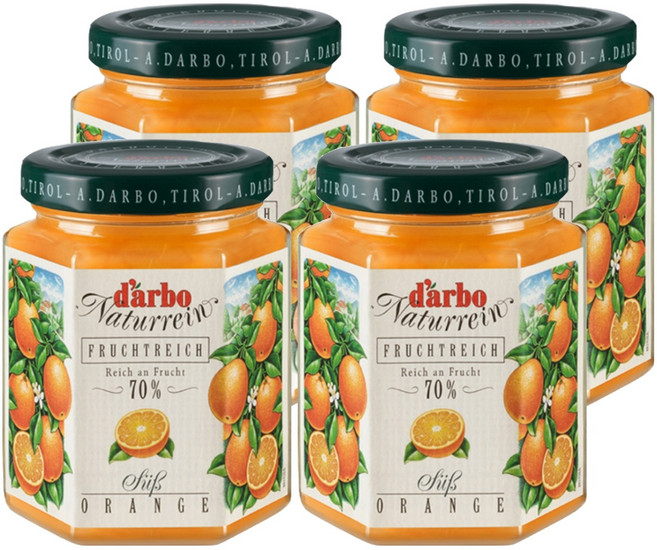d'arbo 德寶 奧地利70%果肉果醬 甜橙, 200g, 4罐