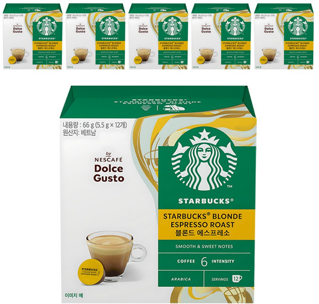 NESPRESSO 星巴克多趣酷思 金招牌濃縮咖啡膠囊咖啡, 5.5g, 12入, 6個