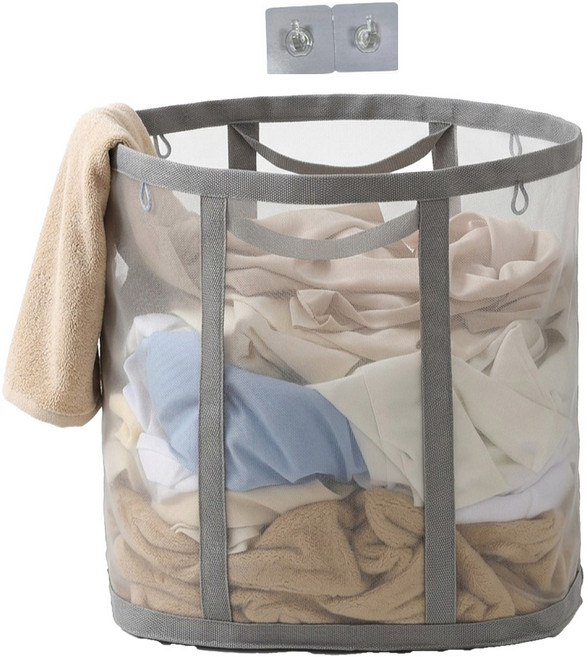 편리홈 틈새 접이식 메쉬 빨래바구니, 그레이