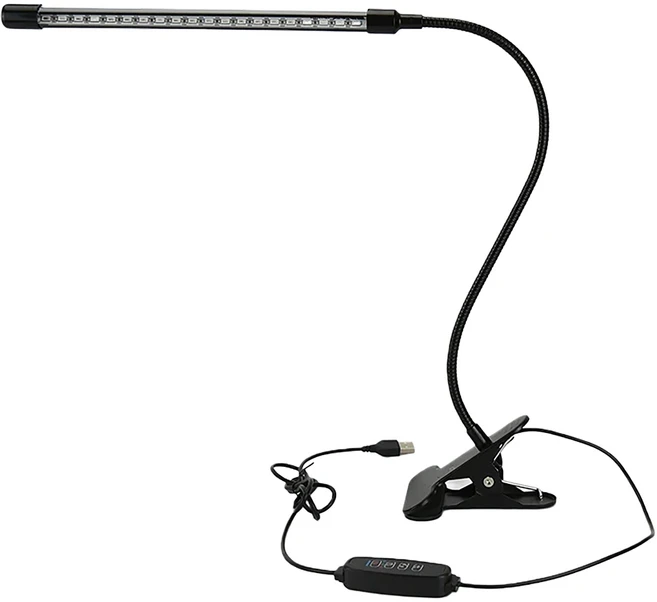 LED 夾式全光譜植物燈 單頭款, 黑色, 1盒