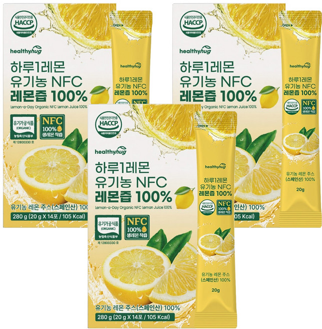 헬씨허그 하루1레몬 NFC 레몬즙 100%, 280g, 3개