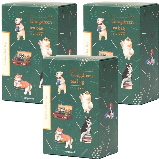 공드린 얼그레이 강아지 티태그 홍차, 7.2g, 6개입, 3박스