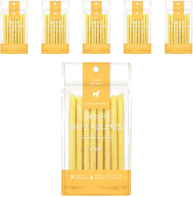 굿데이 강아지 콜라겐 스틱껌 8p, 치즈맛, 40g, 6개