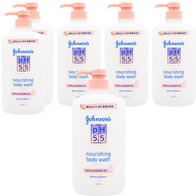 嬌生嬰兒PH5.5杏仁保濕沐浴乳 750ml 經皮膚科檢測 100%不含皂, 6瓶