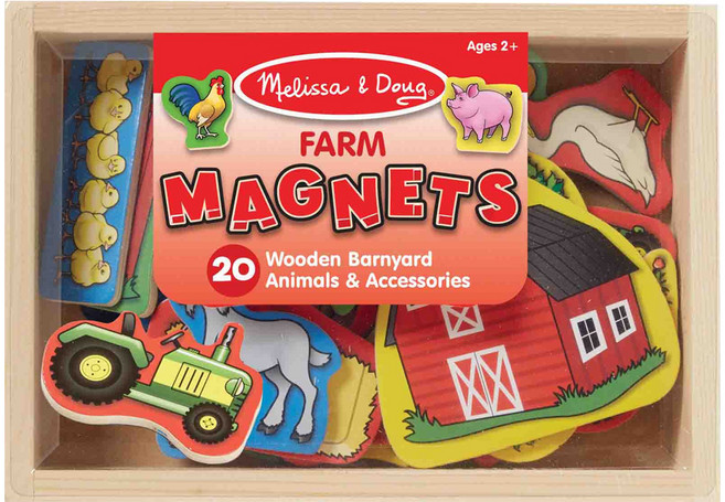 Melissa&Doug 瑪莉莎 磁力 農場動物木質磁鐵貼 農場動物, 1組, 20