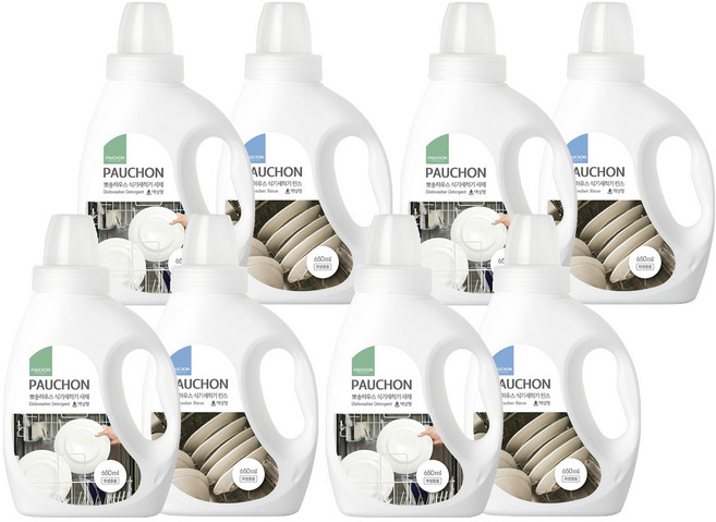 뽀숑하우스 식기세척기 세제 액체형 650ml + 뽀숑하우스 식기세척기 린스 액체형 650ml, 4세트