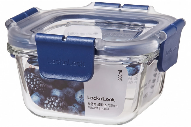 LocknLock 樂扣樂扣 頂級透明耐熱玻璃保鮮盒 正方款 300ml, 容器 + 蓋子, 1個