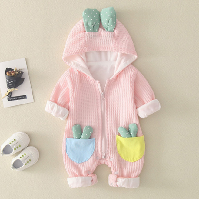 맘스케어 여아용 선인장버니 긴팔 우주복