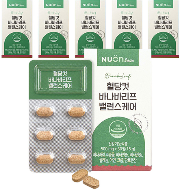 NUON 혈당컷 바나바리프 밸런스케어 15g, 30정, 6개