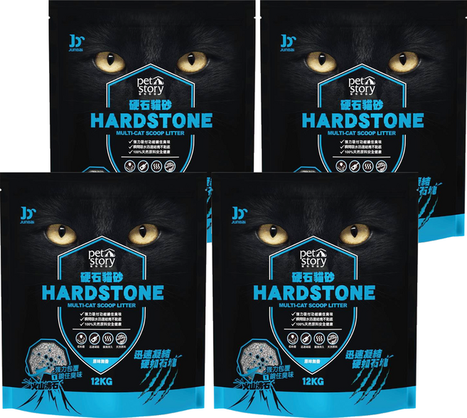 pet story 寵物物語 HARD STONE 硬石貓砂, 原味無香, 12kg, 4袋