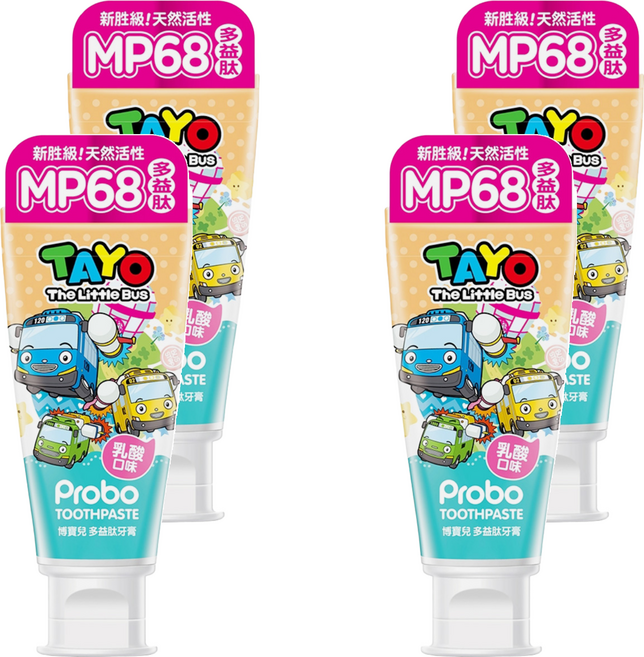 Probo 博寶兒 TAYO 多益肽乳酸口味牙膏, 80g, 4條