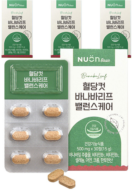 NUON 혈당컷 바나바리프 밸런스케어 15g, 30정, 4개