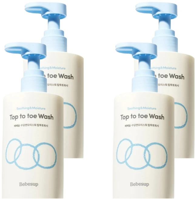 베베숲 아동용 수딩 앤 모이스춰 탑투토워시, 300ml, 4개 - 쿠팡