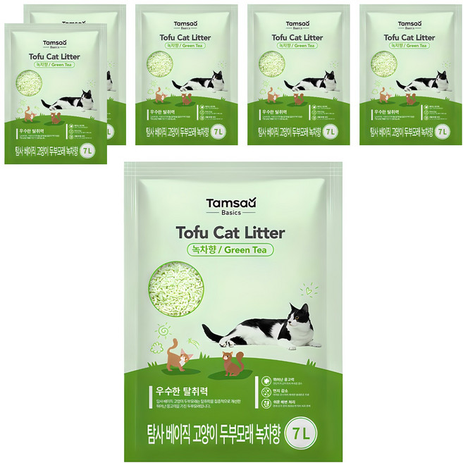 Tamsaa Basics 豆腐貓砂, 綠茶香, 7L, 6包