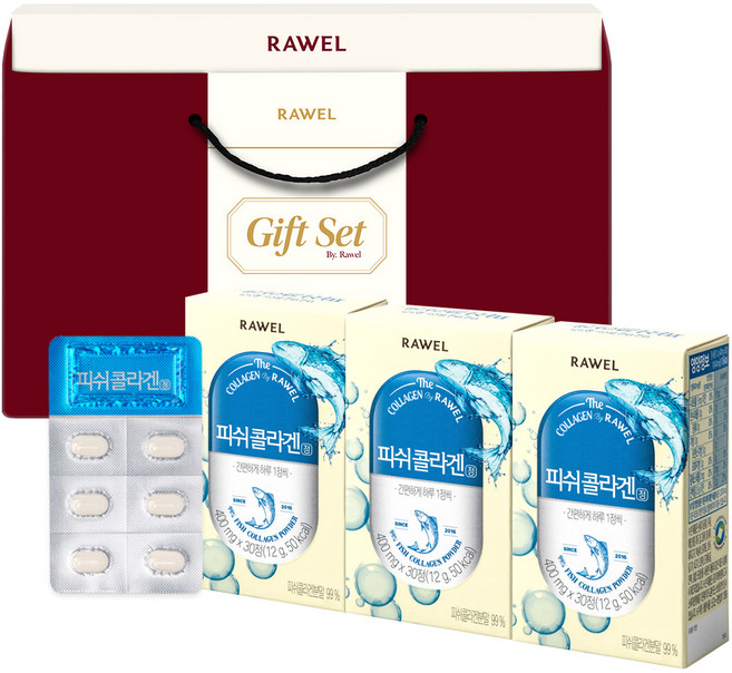 로엘 선물세트 5호 피쉬콜라겐 12g, 3개, 30정