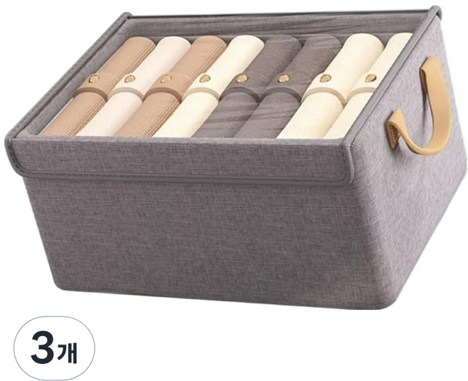 조인메이드 의류 보관 패브릭 박스, 그레이, 3개