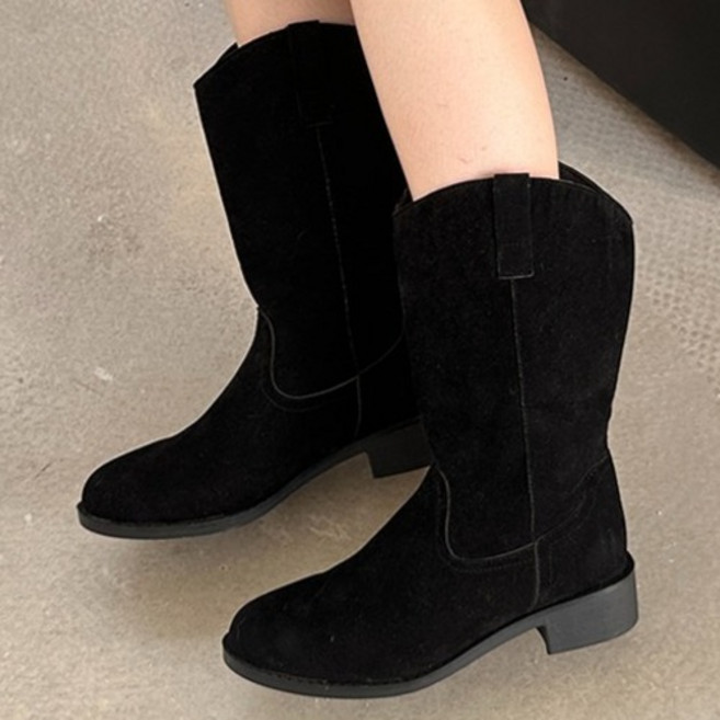 라블 통 큰 스웨이드풍 미들 부츠
