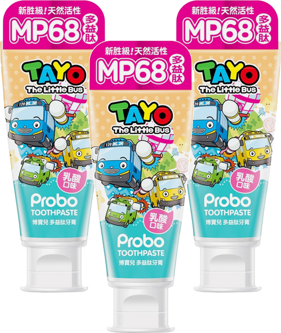 Probo 博寶兒 TAYO 多益肽乳酸口味牙膏, 80g, 3條