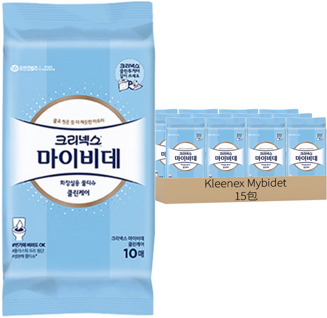 Kleenex Mybidet 攜帶用廁所濕紙巾, 1包, 15包
