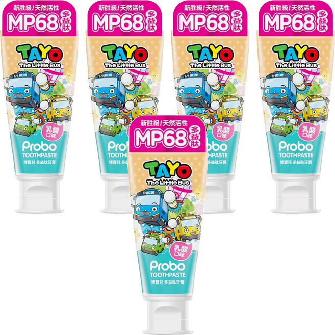 Probo 博寶兒 TAYO 多益肽乳酸口味牙膏, 80g, 5條