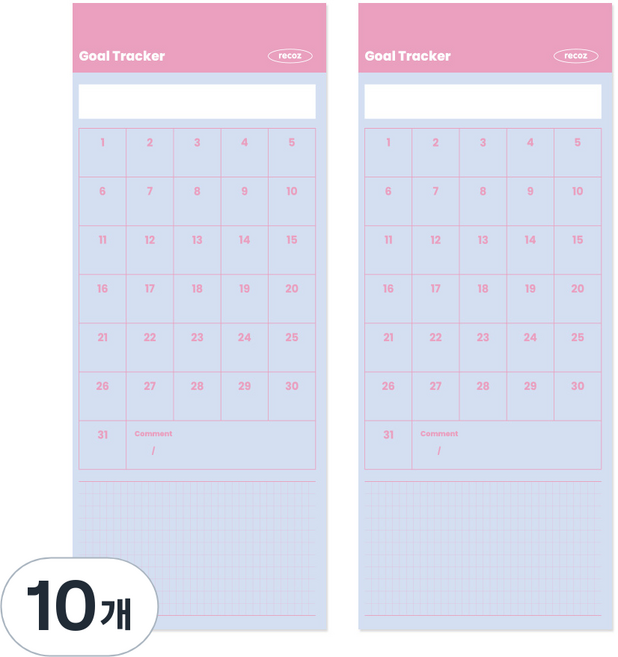 리코즈 데이투데이 메모패드 골트래커, 혼합색상, 50매, 10개