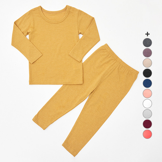 유니프랜드 아동용 히트 바이로프트 웜 9부 발열 실내복 상하세트