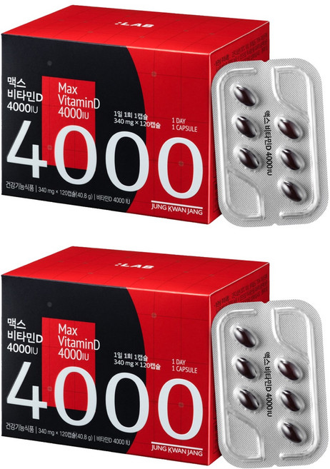 정관장 정품 맥스 비타민D 4000IU 40.8g, 120정, 2개