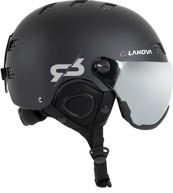 라노바 스노우보드 바이저 헬멧, 블랙, 1개