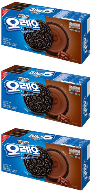 오레오 초콜릿 샌드위치 쿠키 초콜릿 크림, 300g, 3개