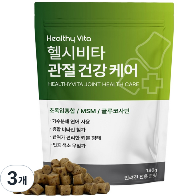 헬시비타 강아지 관절 건강 케어 영양제, 3개, 뼈/관절강화, 180정