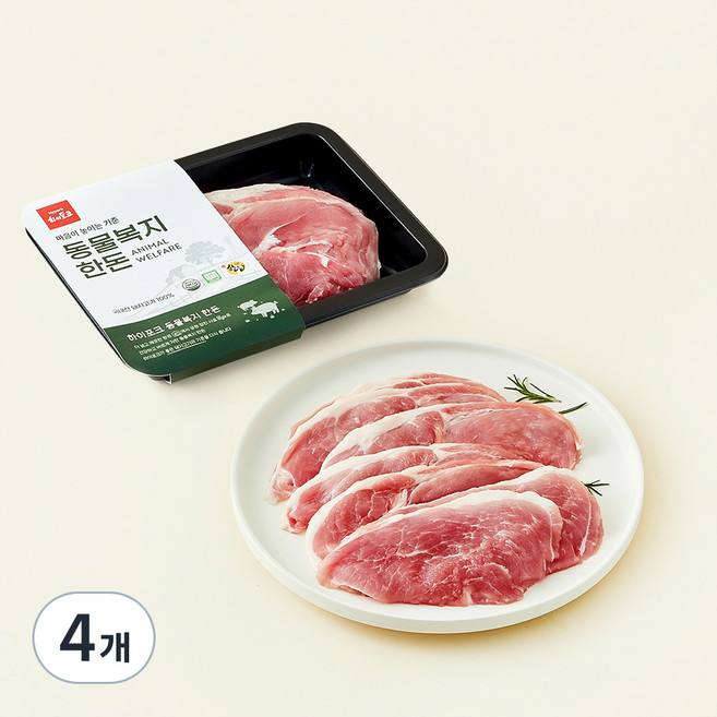 하이포크 동물복지 인증 한돈 뒷다리 불고기용 (냉장), 500g, 4개