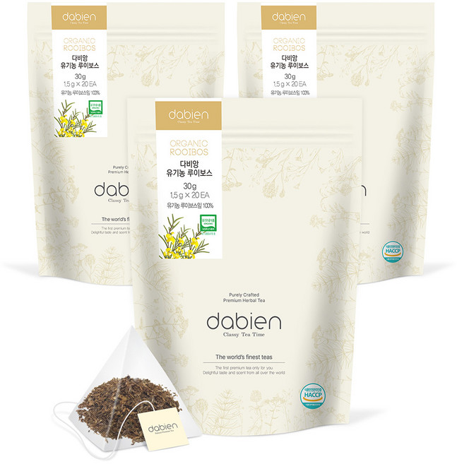 다비앙 유기농 루이보스 티백, 1.5g, 20개입, 3개