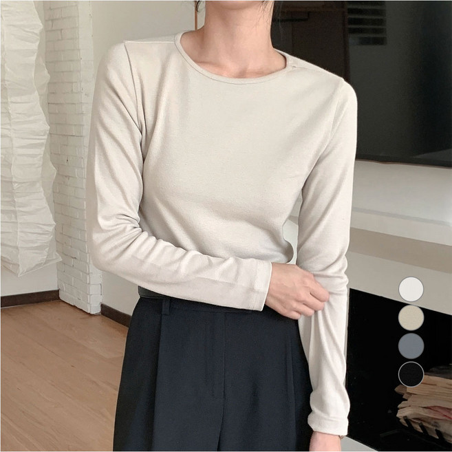 아피나르 여성용 피치기모 쫀쫀 도톰 긴팔 티셔츠