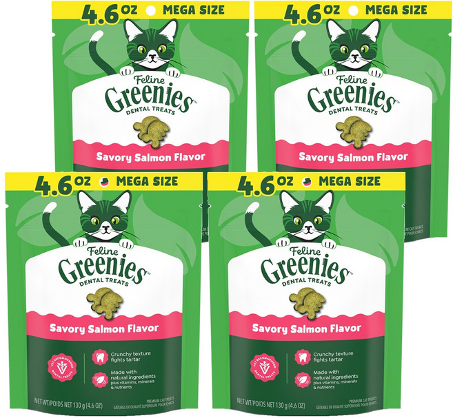 그리니즈 고양이 필라인 구강관리 스낵, 연어, 130g, 4개