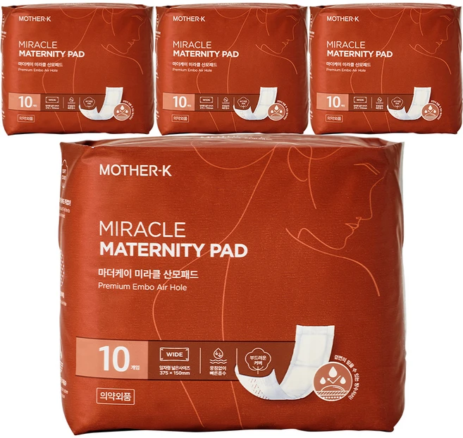 마더케이 여성용 미라클 산모패드, 10매입, 4개 - 쿠팡