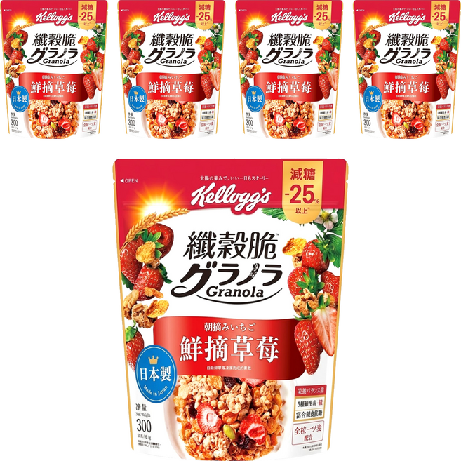 Kellogg's 家樂氏 Granola 纖穀脆 鮮摘草莓, 300g, 5包