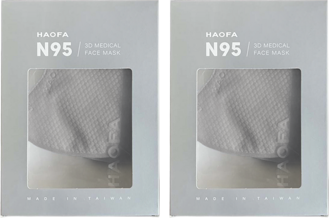 HAOFA 氣密型 N95立體醫療口罩 M, 10片, 2盒, 深灰